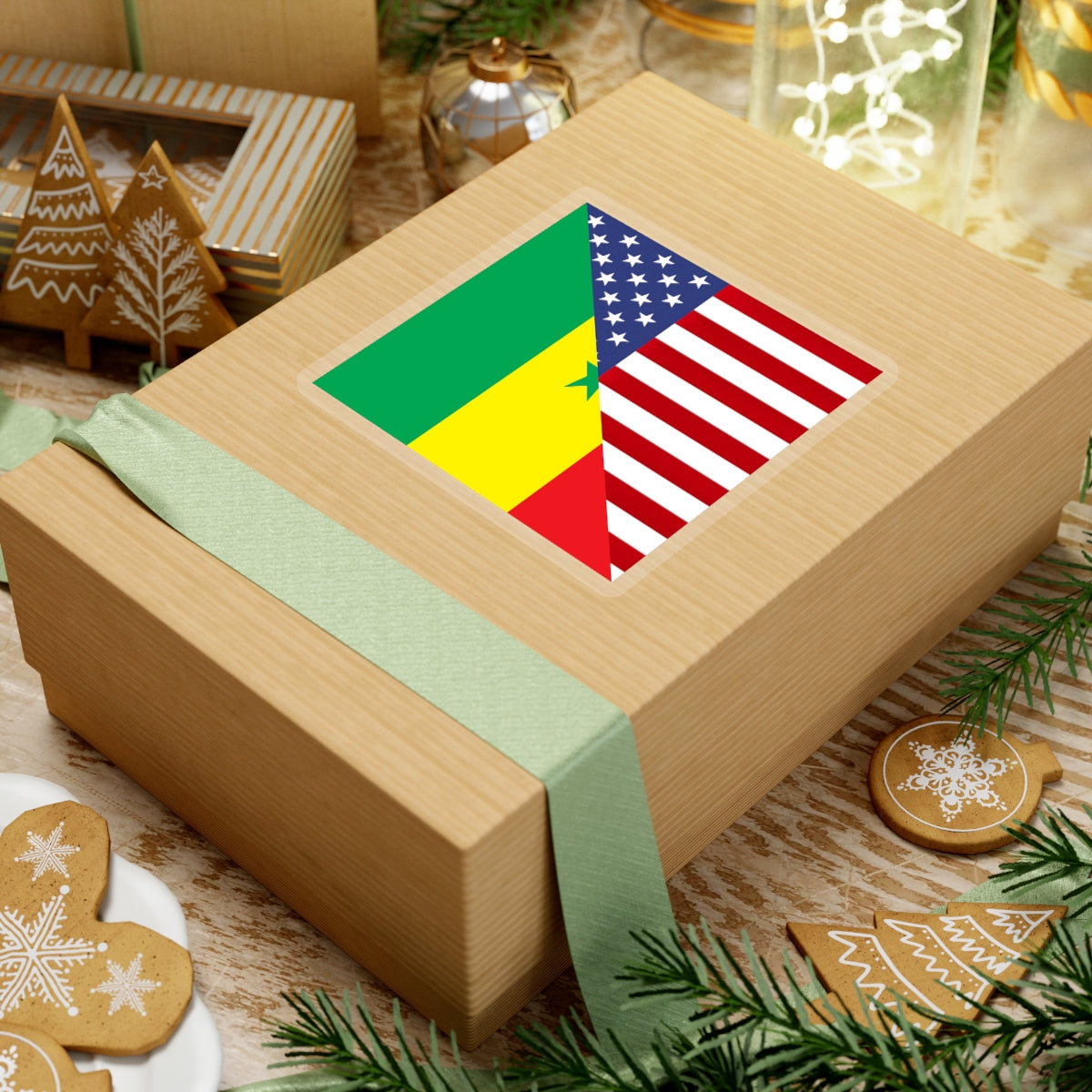 Senegal USA Flag Sticker | Senegalese American Stickers