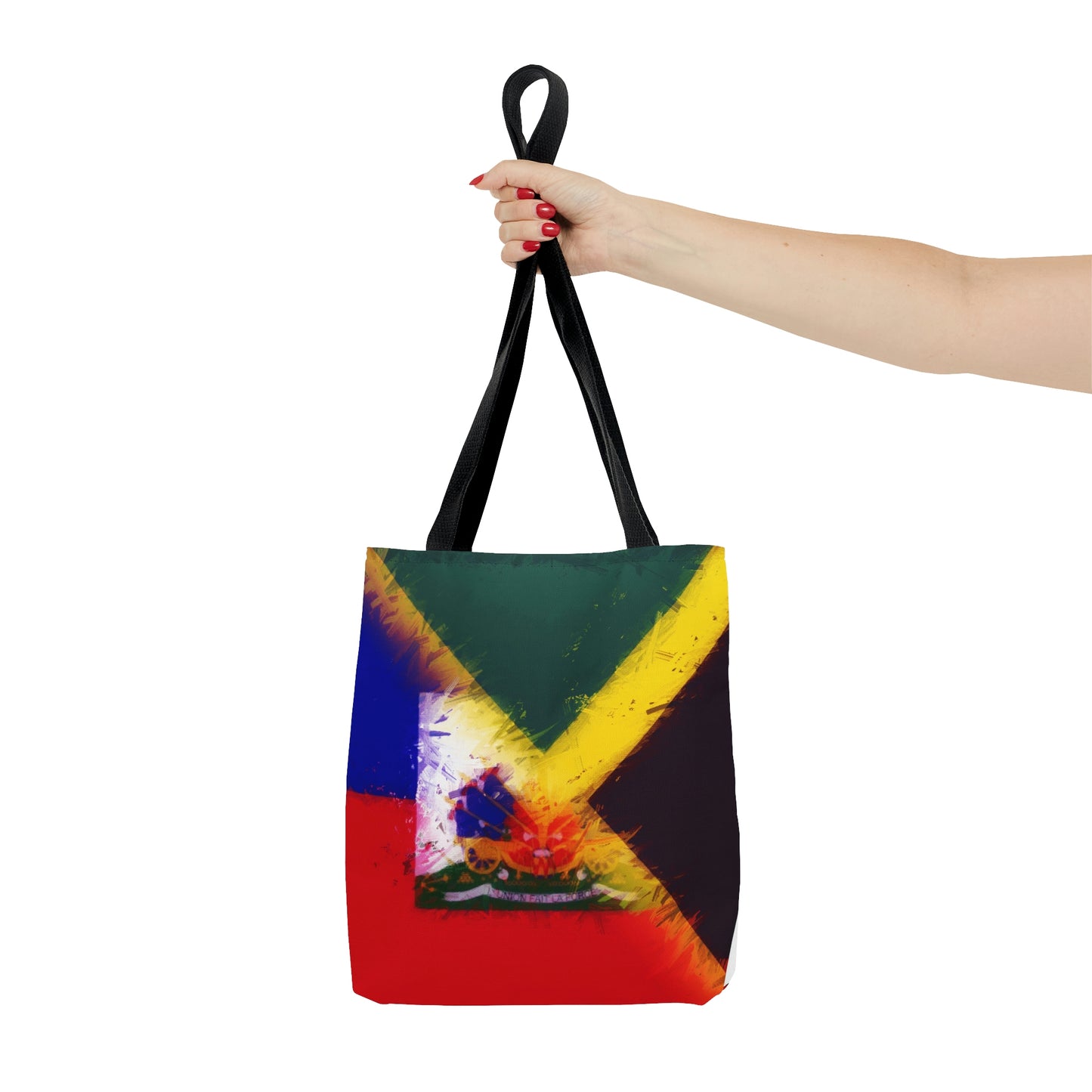 Haitian Jamaican Painted Flag | Haiti Jamaica Tote Bag | Shoulder Bag