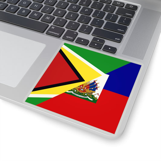 Half Haitian Guyanese Flag Sticker | Haiti Guyana Flag