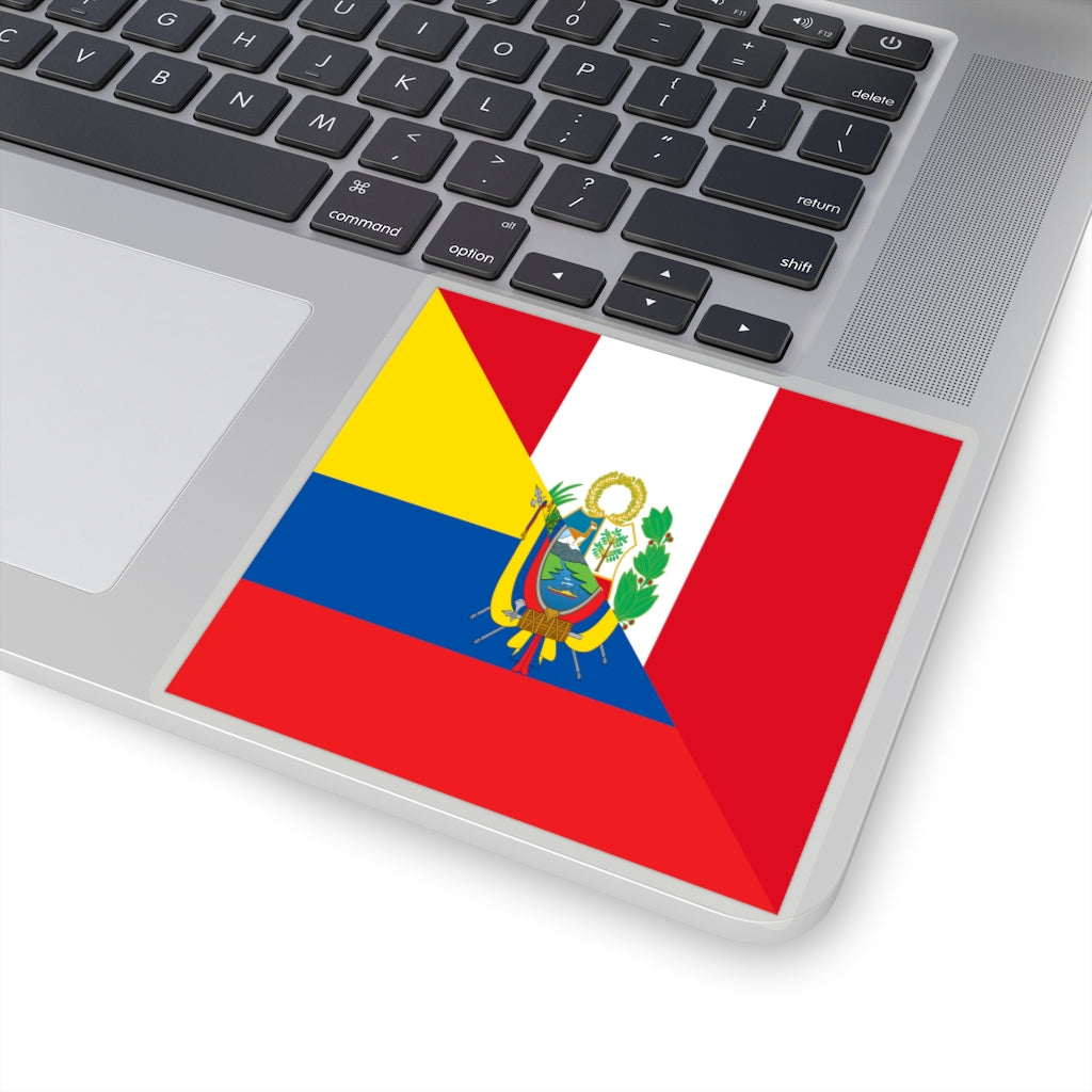 Half Peru Ecuador Flag Sticker | Ecuadorian Peruvian Accessory