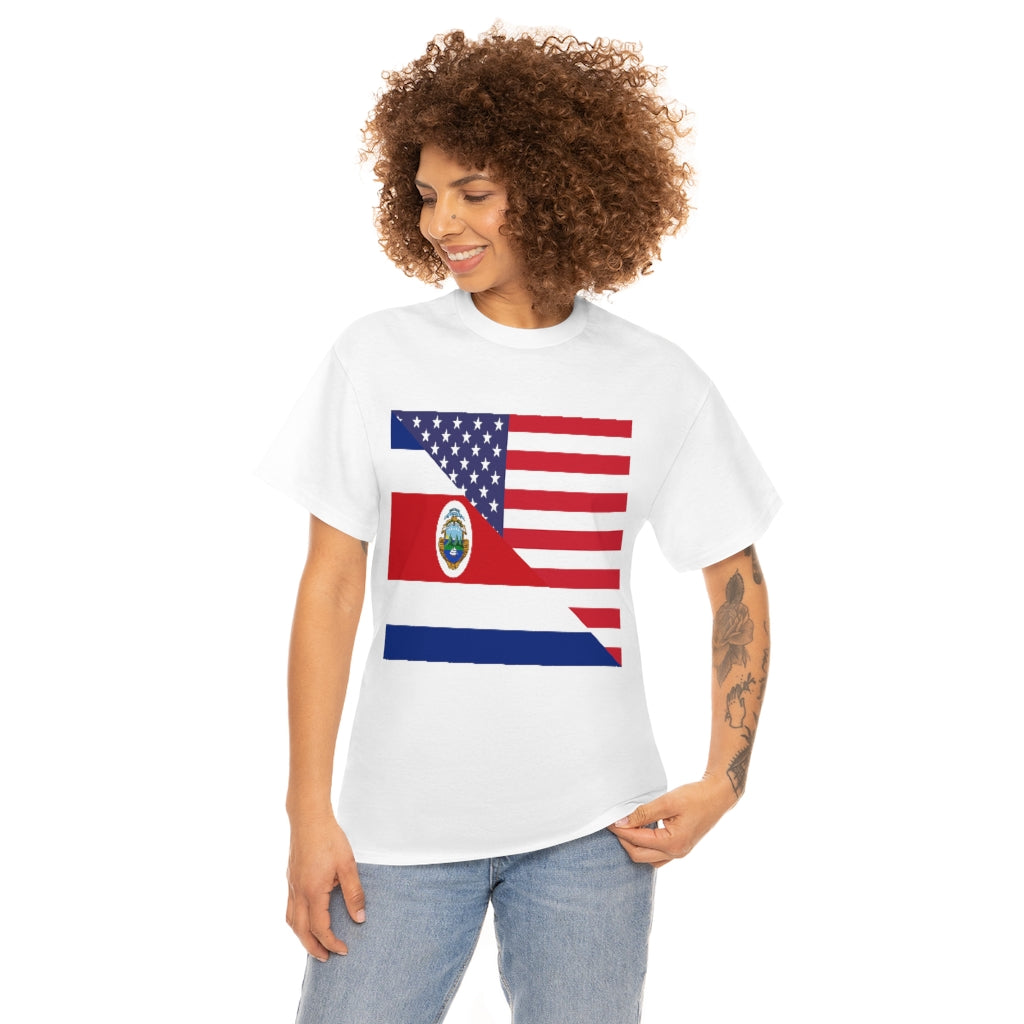 Costa Rica American Flag Tee Shirt | Unisex Costa Rican USA Tshirt