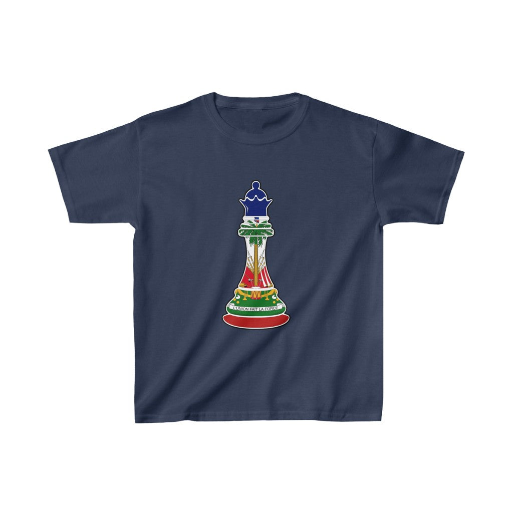 Kids Haitian Queen Chess Piece | Haiti Flag Royalty T-Shirt | Unisex Tee Shirt