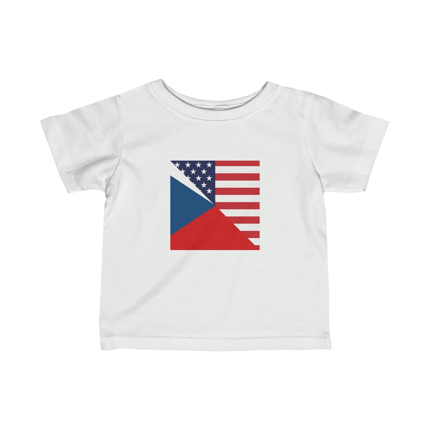 Infant Czech Republic American Flag Czechia USA  Toddler Tee Shirt