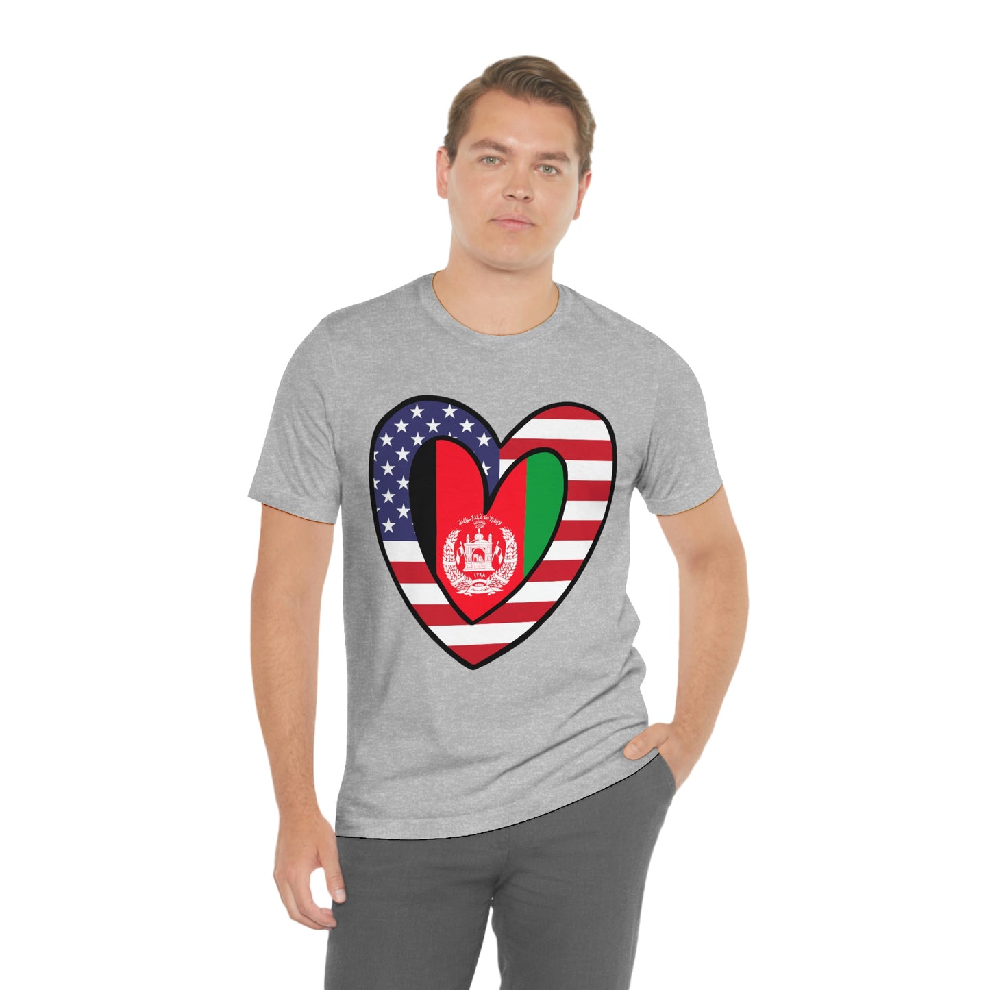 Afghan American Heart Valentines Day Gift Tee Shirt | Afghanistan USA Flag T-Shirt