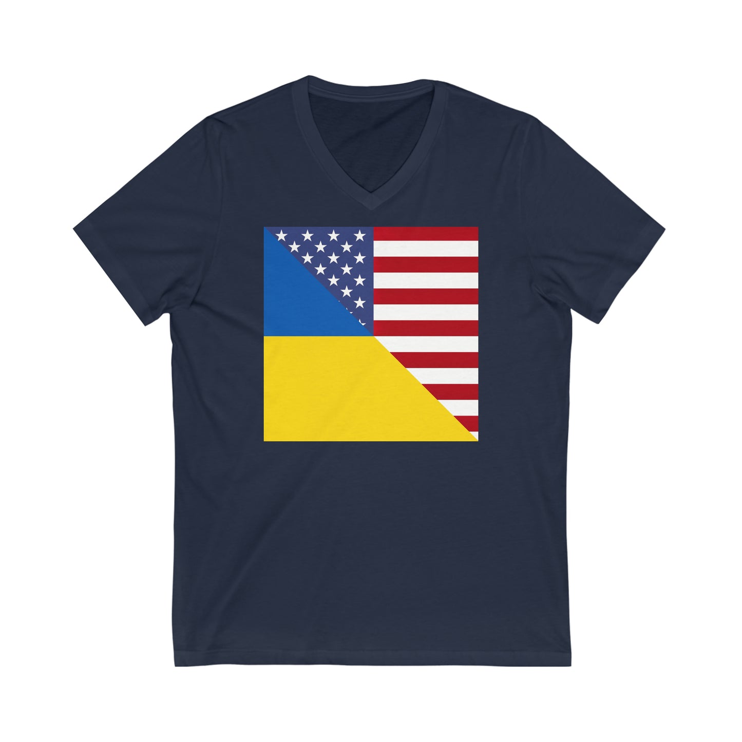 Ukrainian American Flag | Half Ukraine USA V-Neck T-Shirt | Unisex Vee Shirt