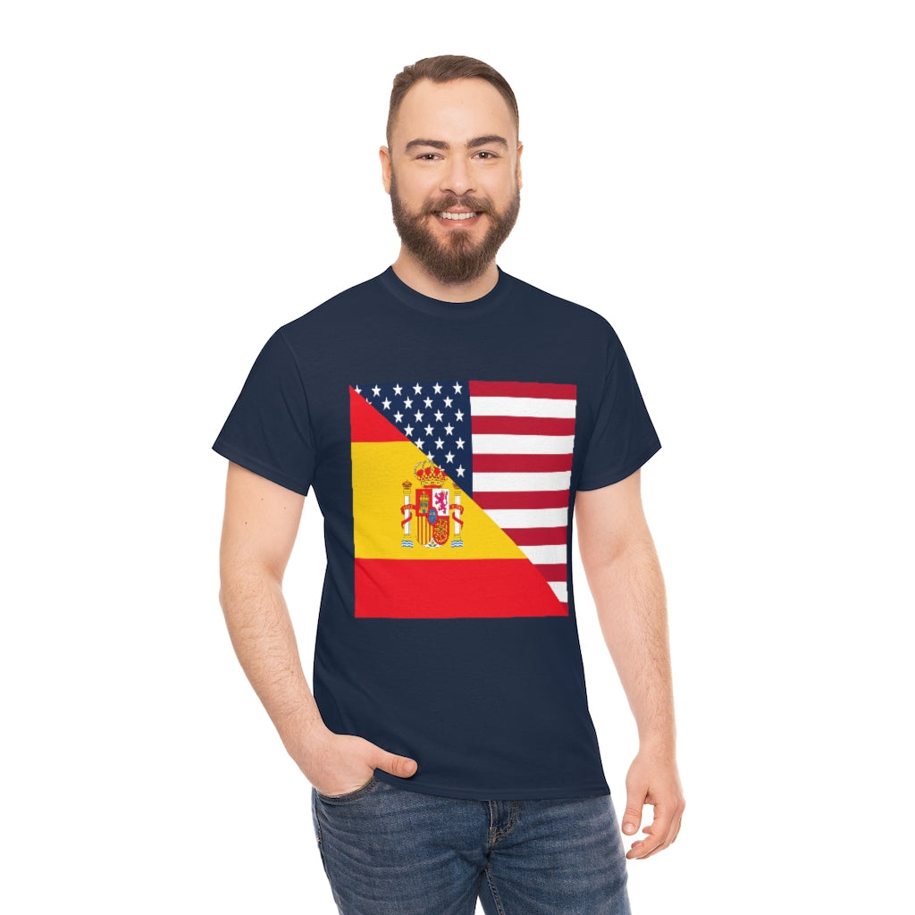 Spain American Flag Tee Shirt | Unisex Spanish USA Tshirt