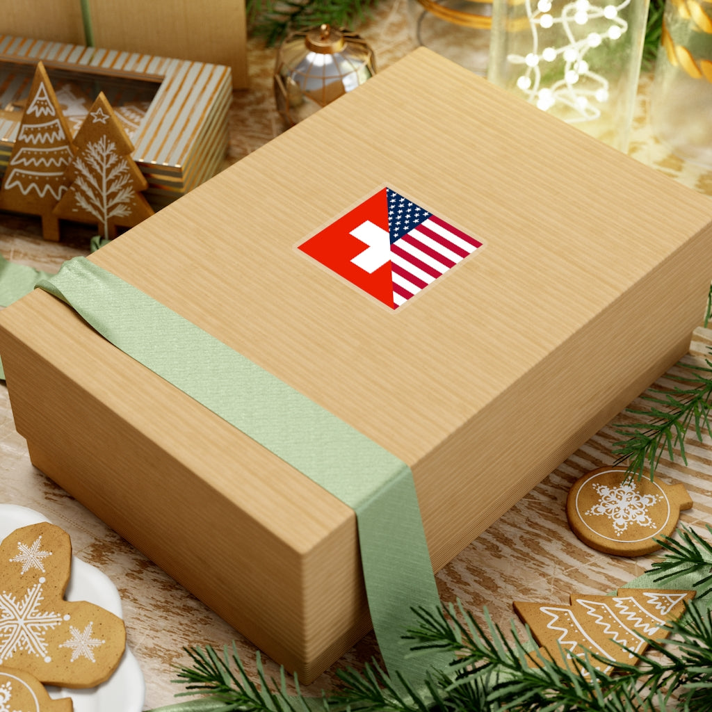 Swiss American Flag Sticker | Switzerland USA Stickers