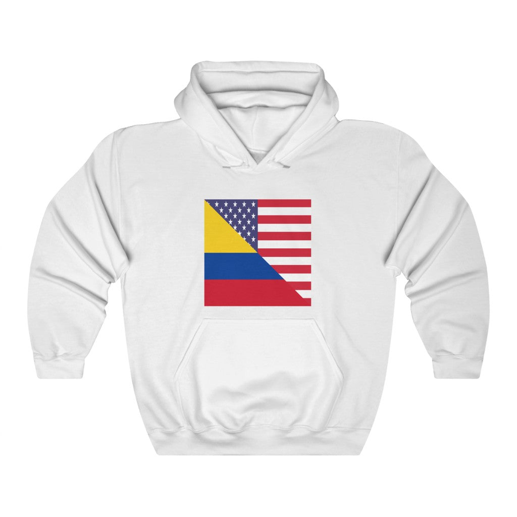 Colombian American Flag Hoodie | Unisex Half Colombia Pullover