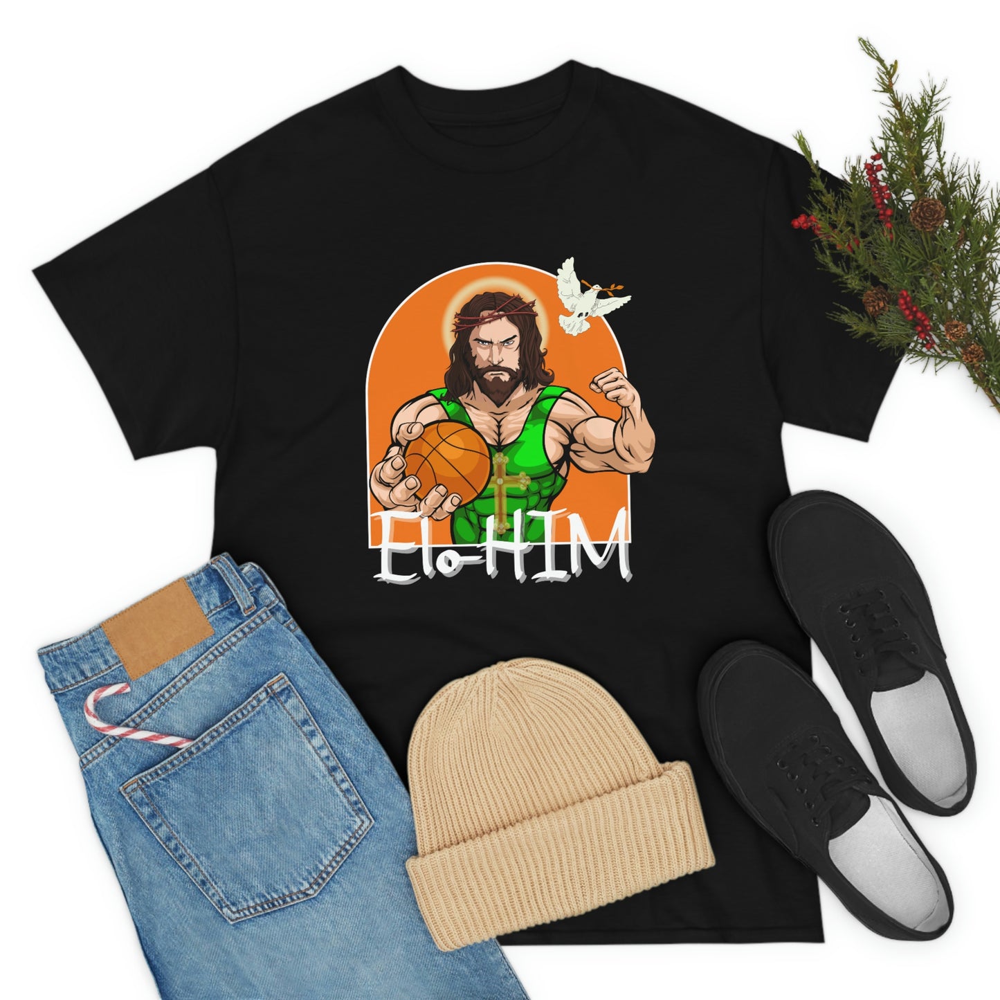 EloHIM I am Him Jesus Playing Basketball Tee Shirt | Ball is Christ T-Shirt