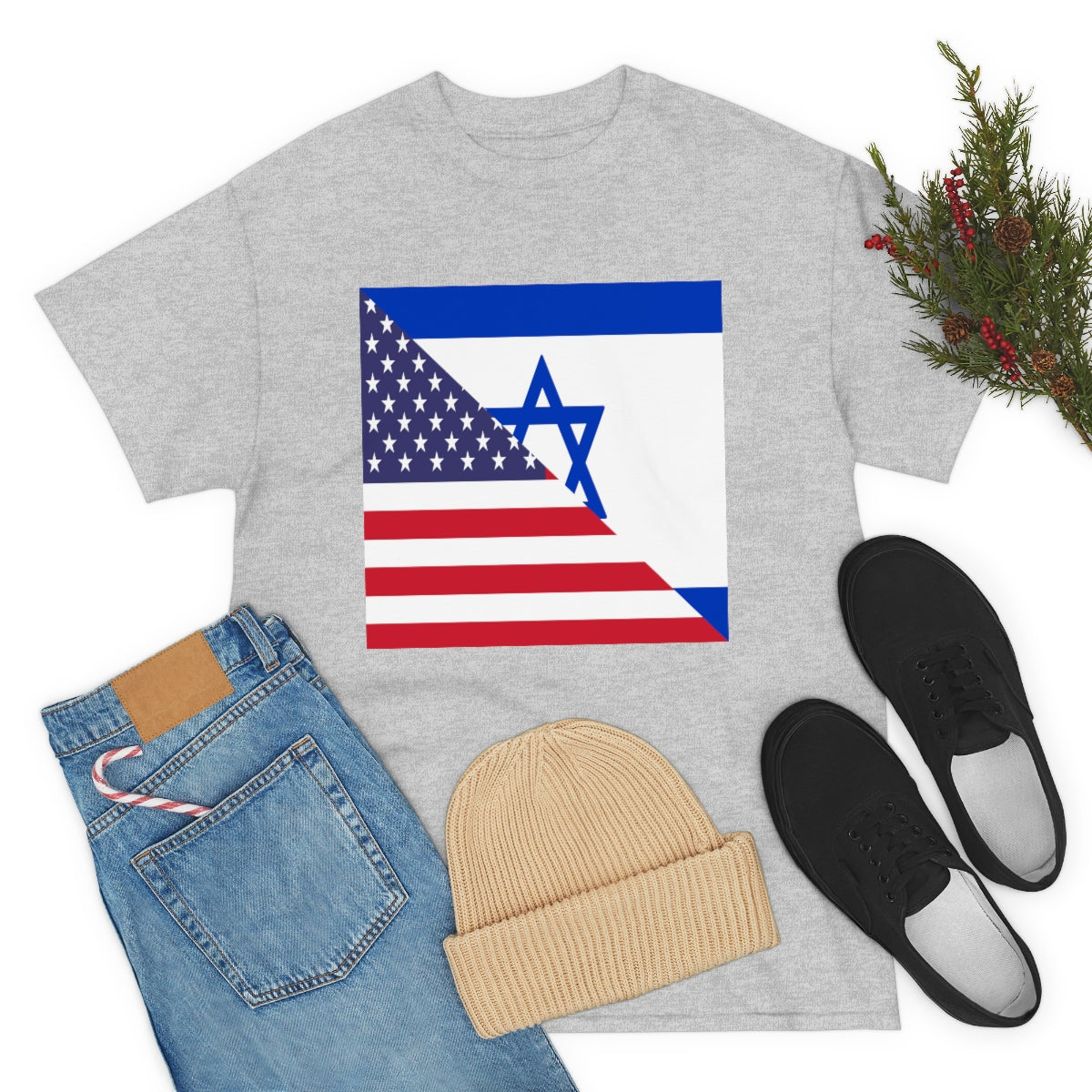 Israel American Flag Half Israeli USA T-Shirt | Unisex Tee Shirt