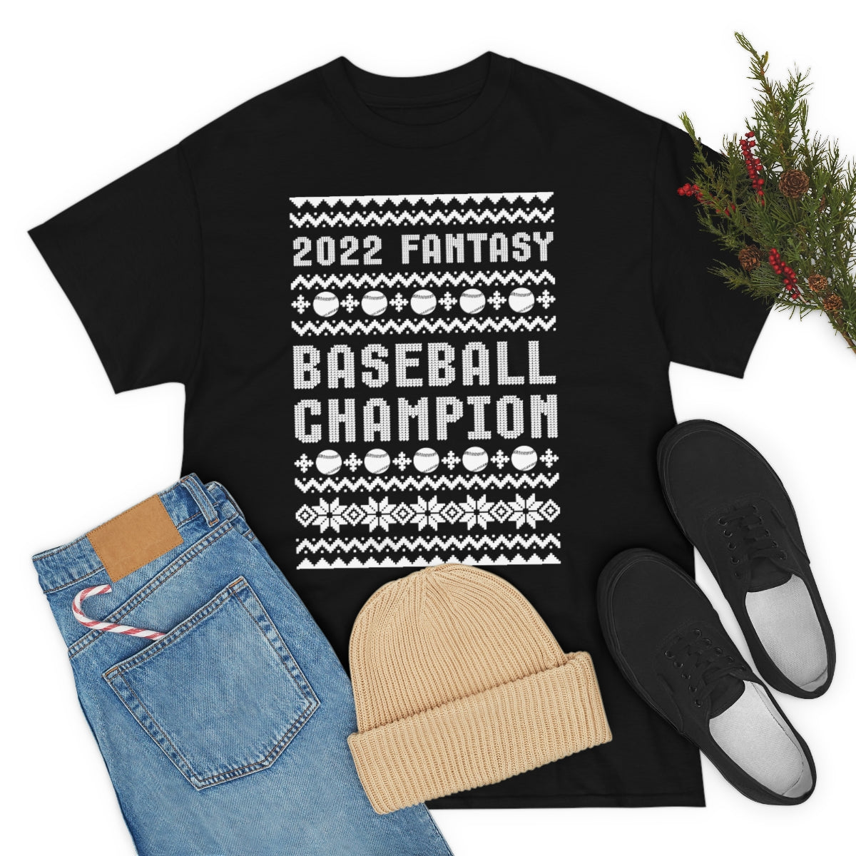 Fantasy Baseball Champion 2022 Ugly Christmas Tee Shirt | Unisex Champ T-Shirt