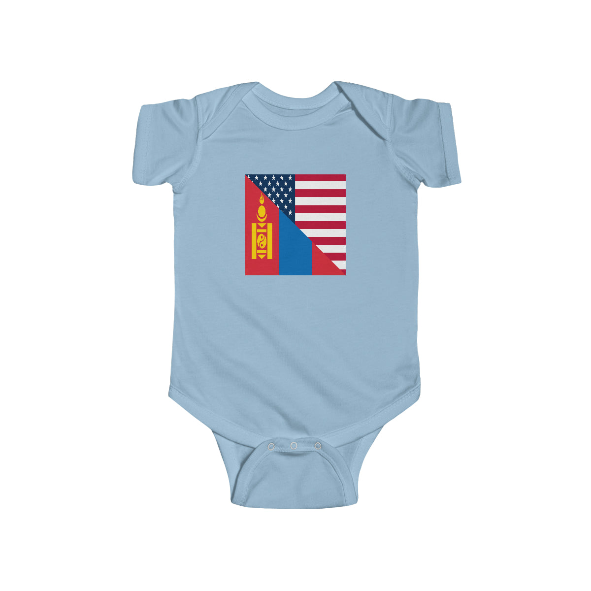 Mongolian American Flag Half Mongolia USA Baby Bodysuit | Newborn Boy Girl