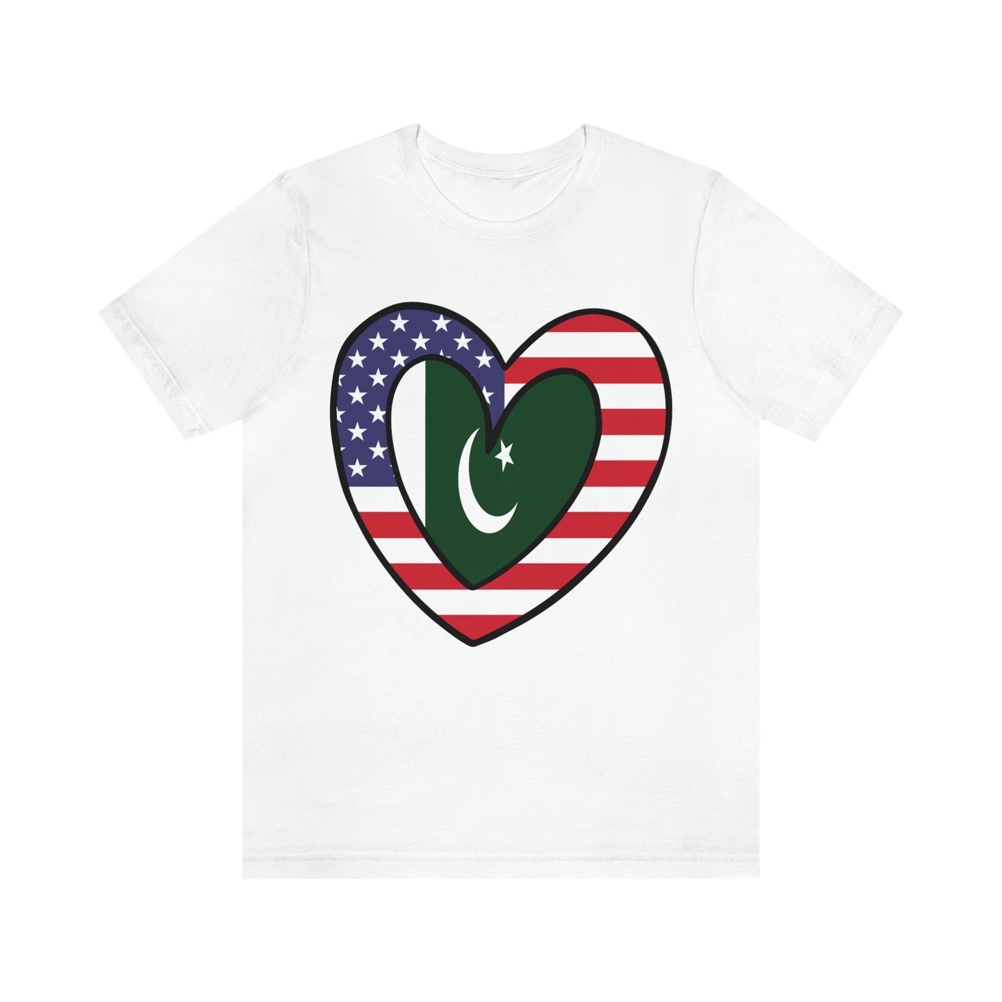 Pakistani American Heart Valentines Day Gift Tee Shirt | Half Pakistani USA Flag T-Shirt