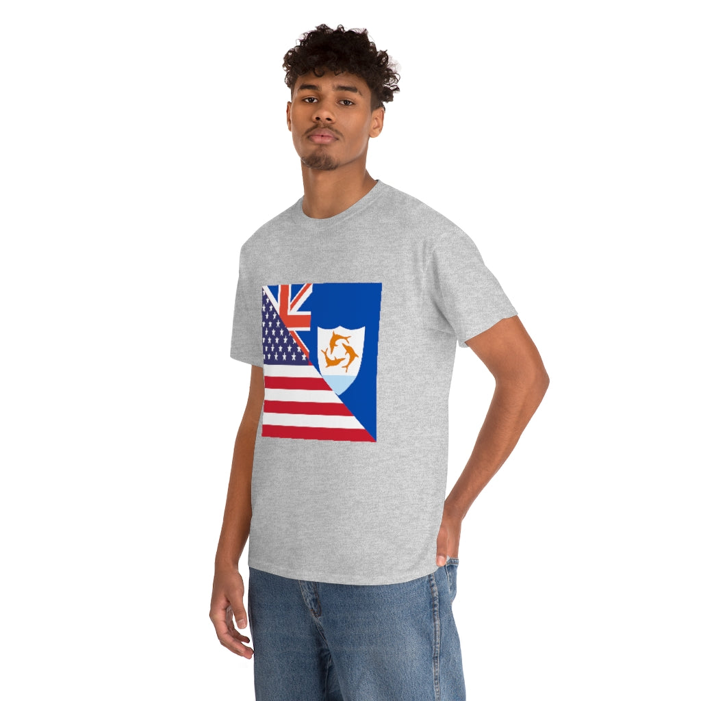 Anguillan American Flag Tee Shirt | Anguilla USA Tshirt