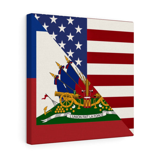 Haitian American Flag Canvas Gallery Wraps | Haiti USA America