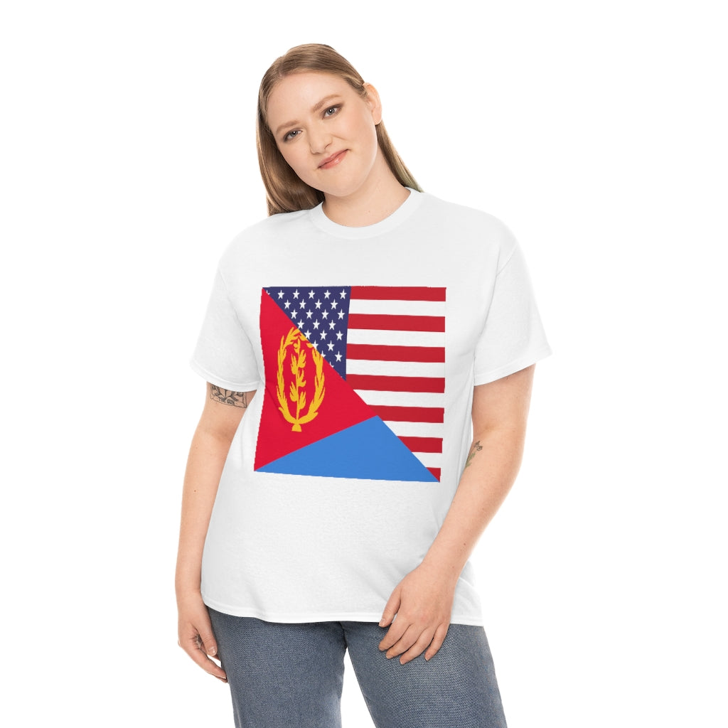 Eritrea American Flag Tee Shirt | Unisex Eritrean USA Tshirt