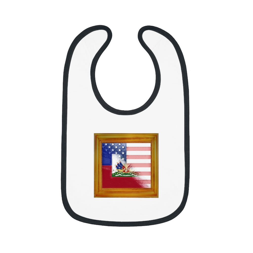 Haitian American Flag Painting Baby Bib | Newborn Haiti USA Flag Baby Bib