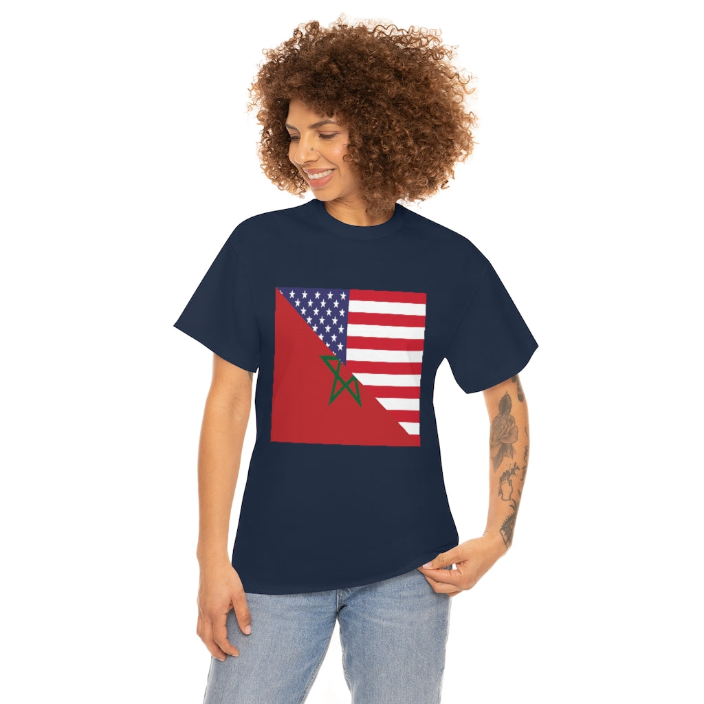 Moroccan American Flag Tee Shirt | Morocco USA Tshirt