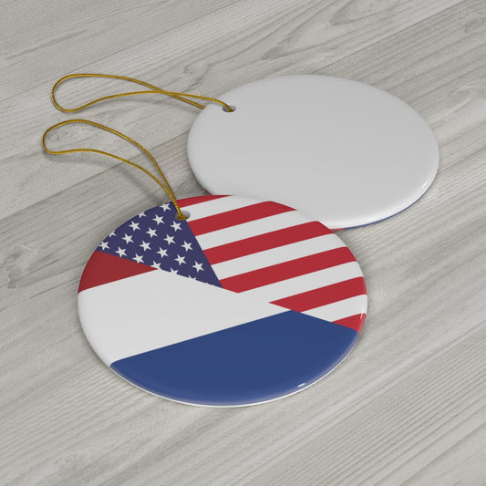 Dutch American Flag Ceramic Ornaments | Netherlands USA Christmas Tree