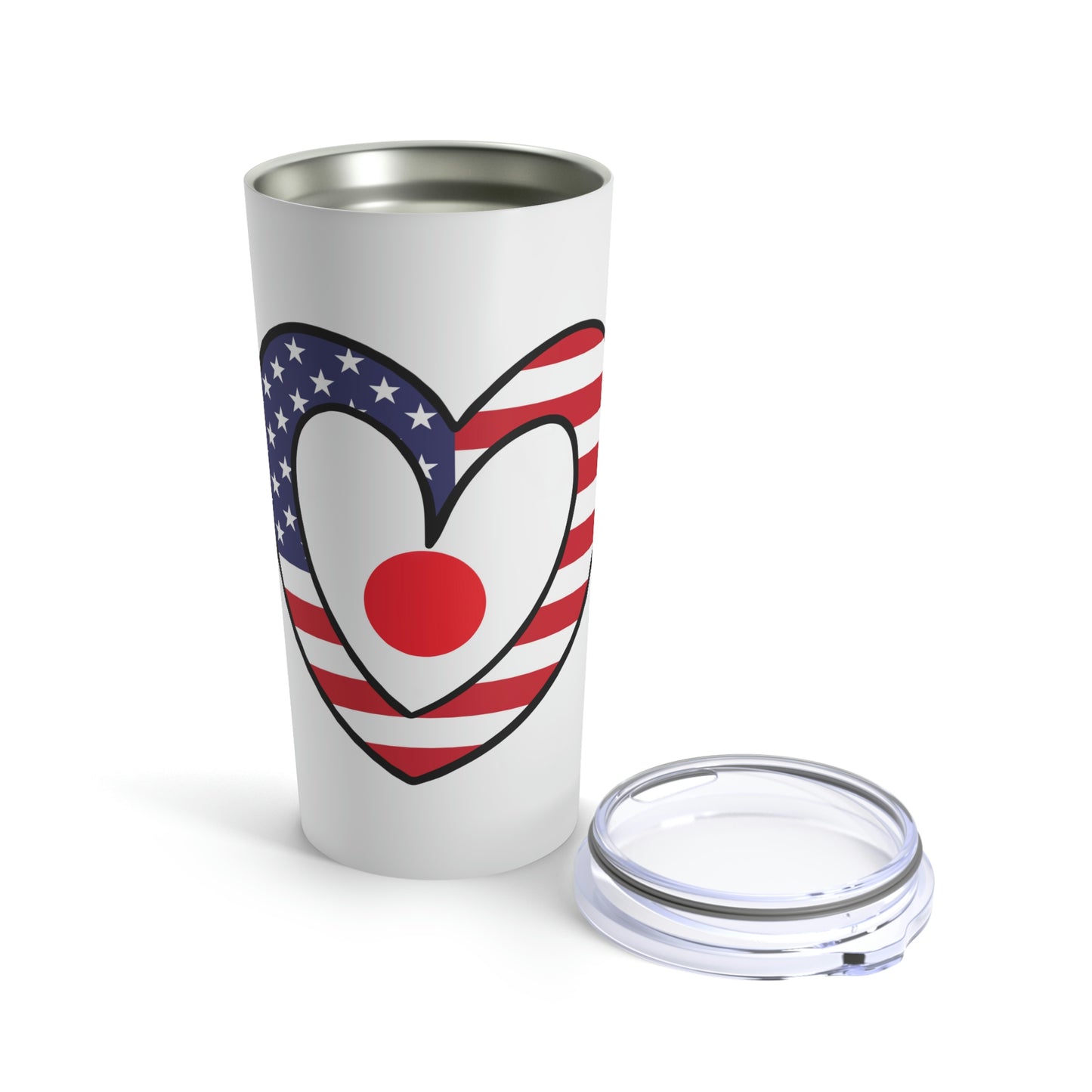 Japanese American Heart Valentines Day Gift Half Japan USA Flag Tumbler 20oz Beverage Container