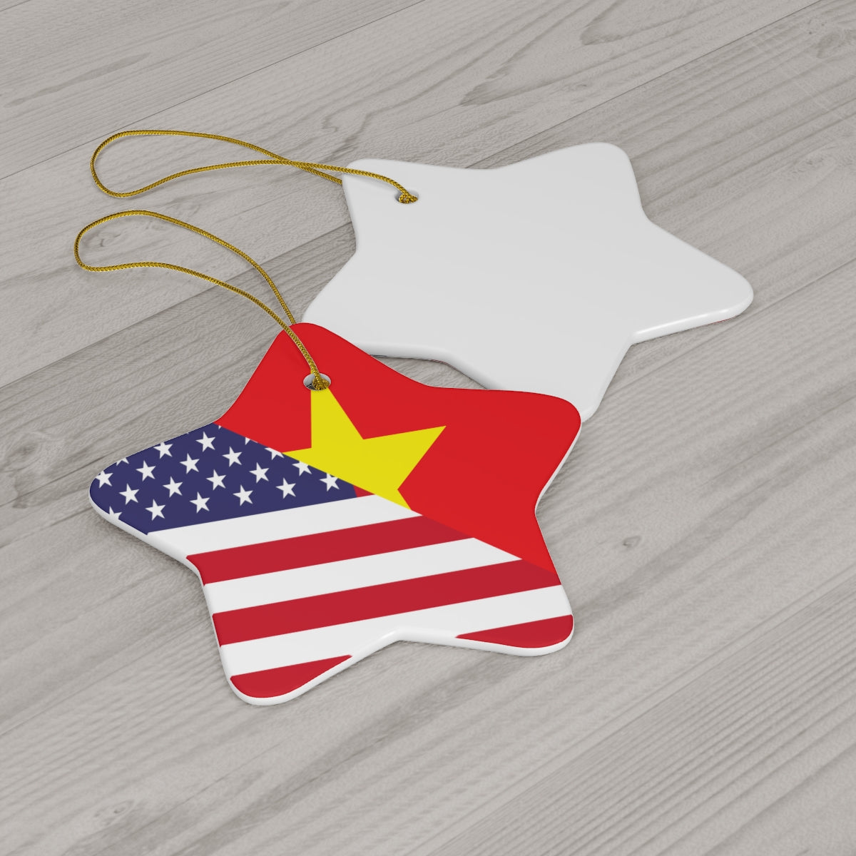 Vietnamese American Flag Ceramic Ornaments | Vietnam USA Holiday Christmas Tree