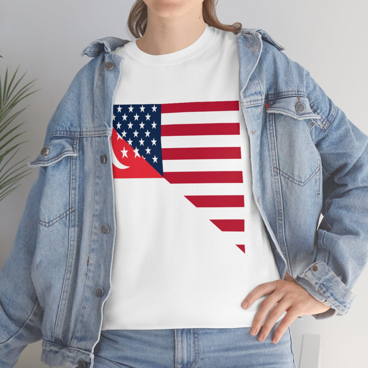 Singapore American Flag Half Singaporean USA T-Shirt | Unisex Tee Shirt