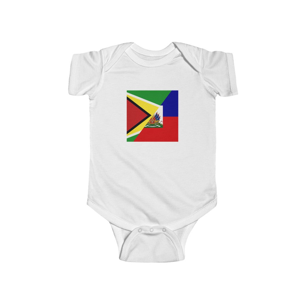 Half Haiti - Guyana Flag | Haitian Guyanese Baby Bodysuit