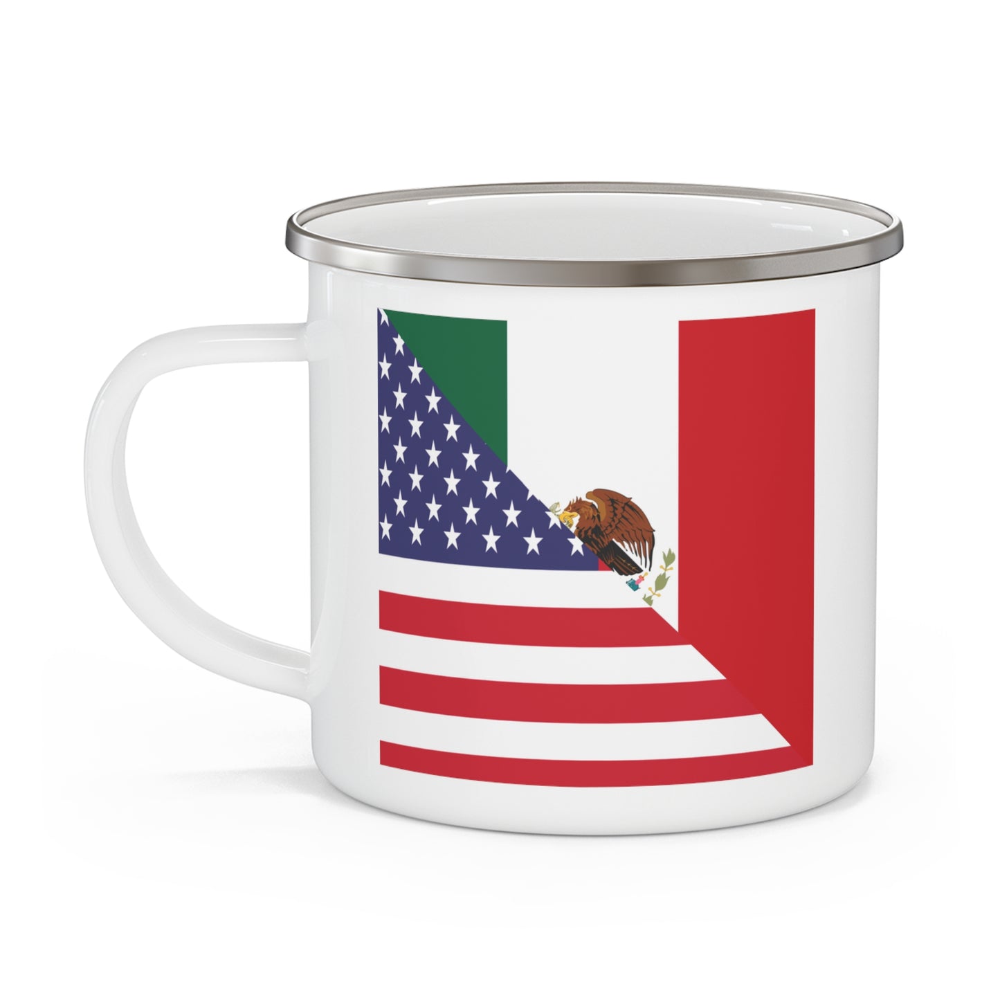 Mexico America Flag | Half US Mexican 12oz Enamel Mug