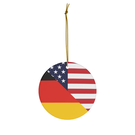 German American Flag Ceramic Ornaments | Germany USA Holiday Christmas Tree