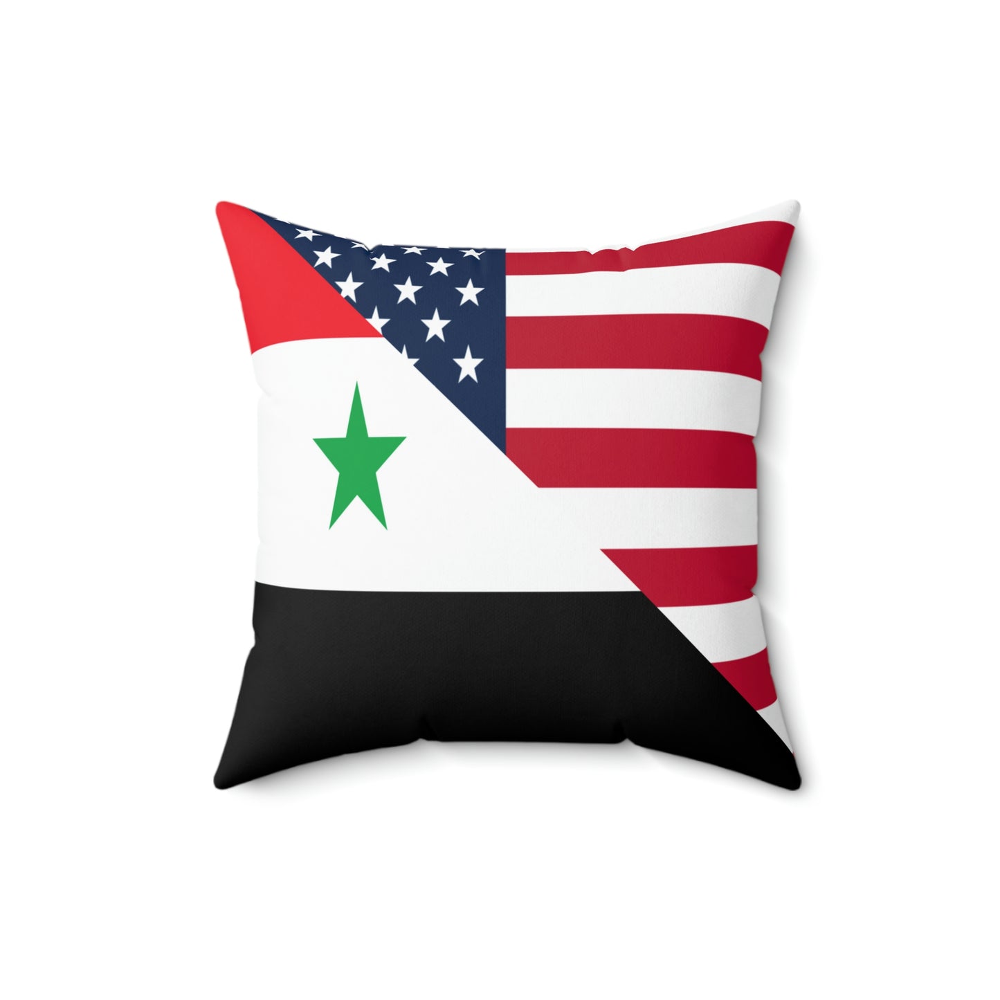 Syrian American Flag Half Syria USA Spun Polyester Square Pillow