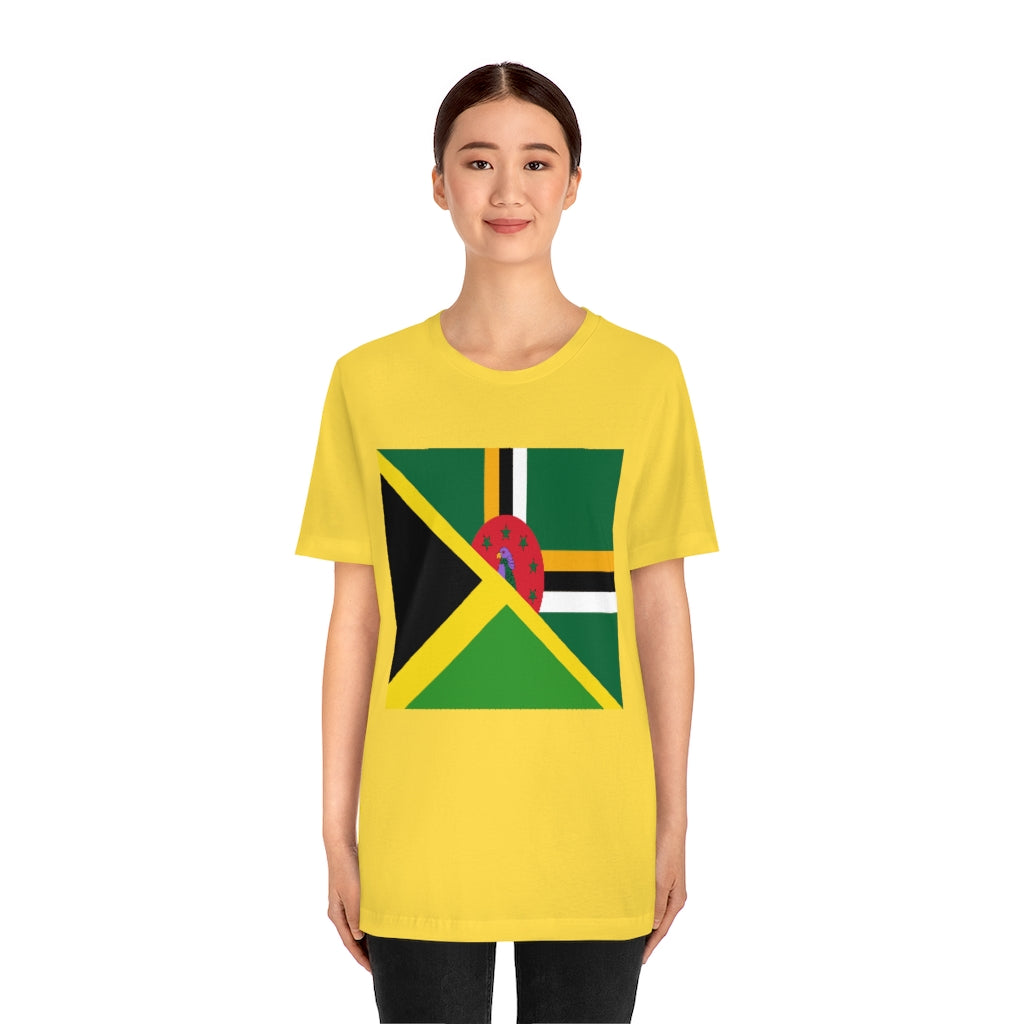 Half Dominican Jamaican Flag Tee | Dominica Jamaica Men Women Shirt