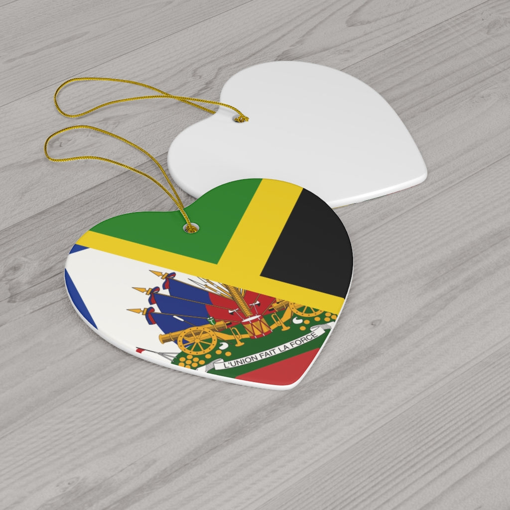 Haitian Jamaican Flag Ceramic Ornaments | Jamaica Haiti Christmas Tree