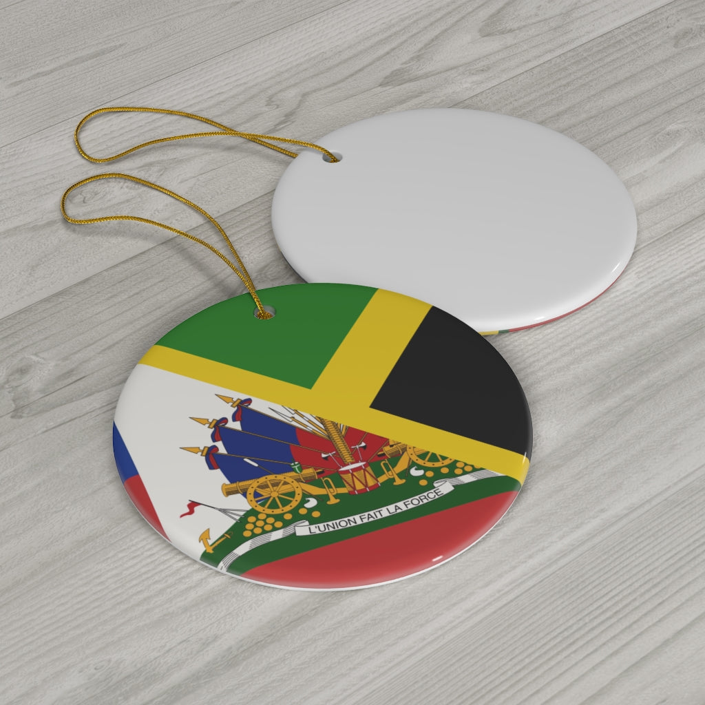 Haitian Jamaican Flag Ceramic Ornaments | Jamaica Haiti Christmas Tree