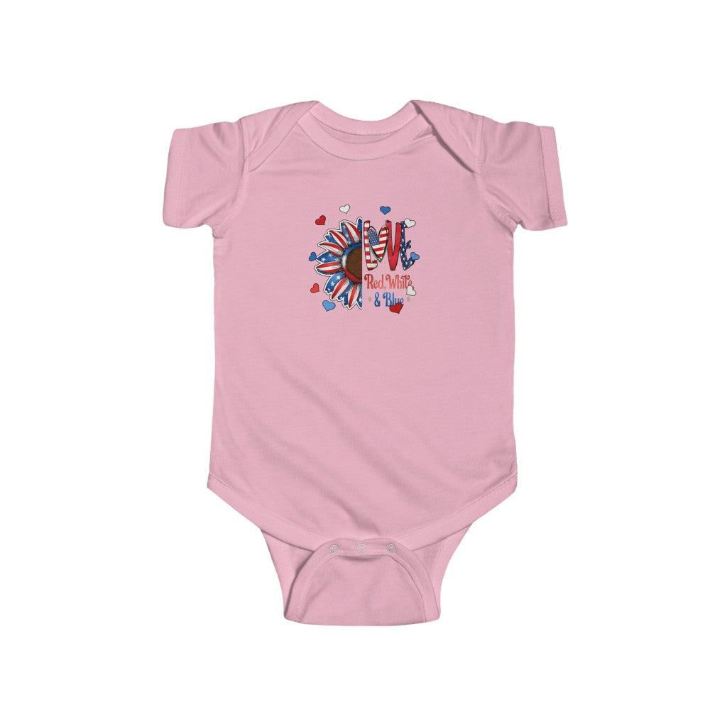 USA Flag Independence Day Baby Bodysuit | Girl Boy Red White Blue Newborn | July 4th