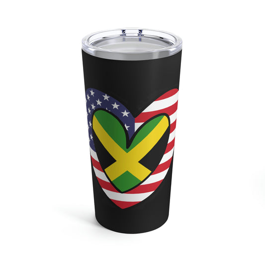 American Jamaican Flag Heart Valentines Day Gift USA Jamaica Tumbler 20oz