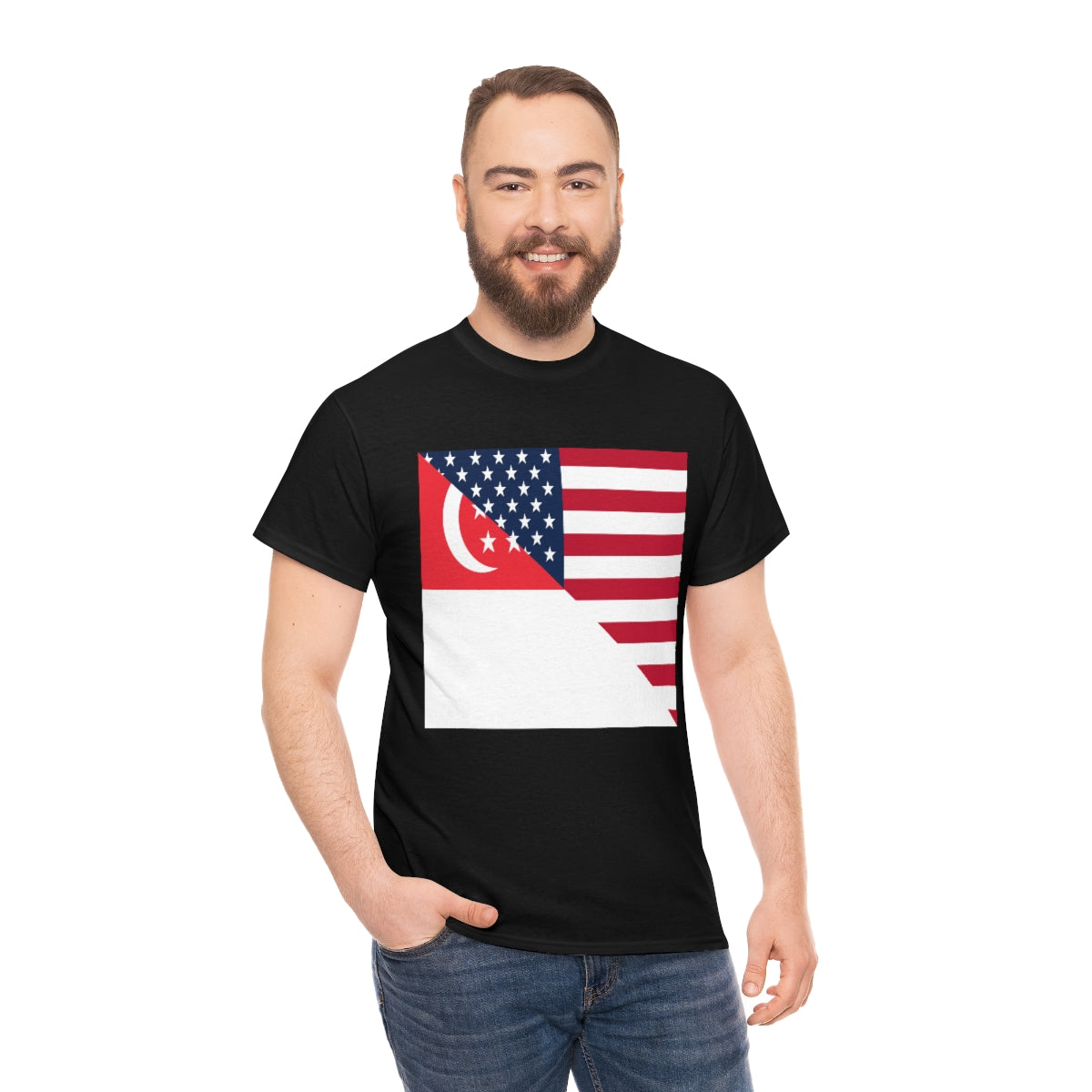 Singapore American Flag Half Singaporean USA T-Shirt | Unisex Tee Shirt