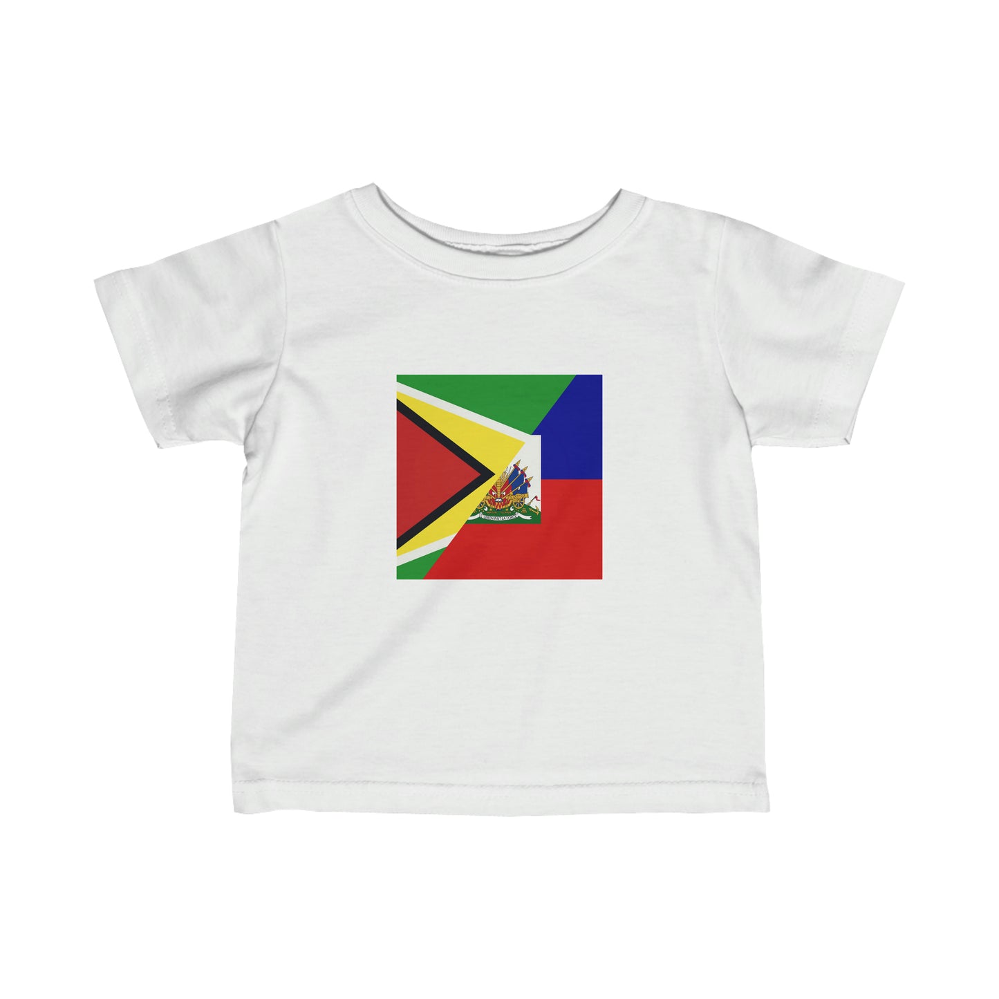 Infant Guyanese Haitian Flag | Half Guyana Haiti Flag Toddler Tee Shirt