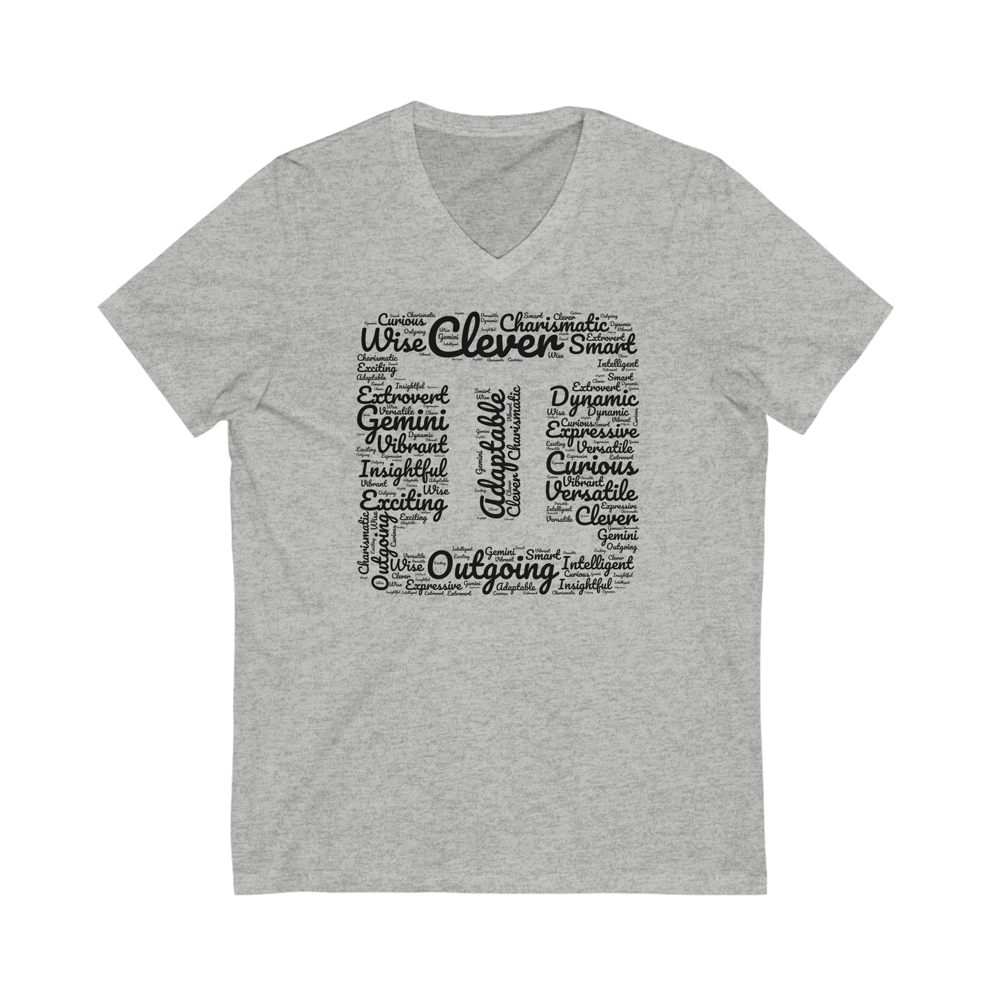 Gemini Zodiac Sign Shapecloud White V-Neck T-Shirt | Unisex Vee Shirt