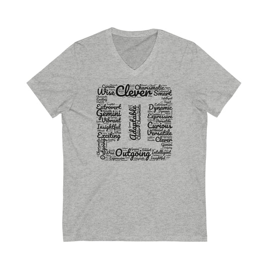 Gemini Zodiac Sign Shapecloud White V-Neck T-Shirt | Unisex Vee Shirt