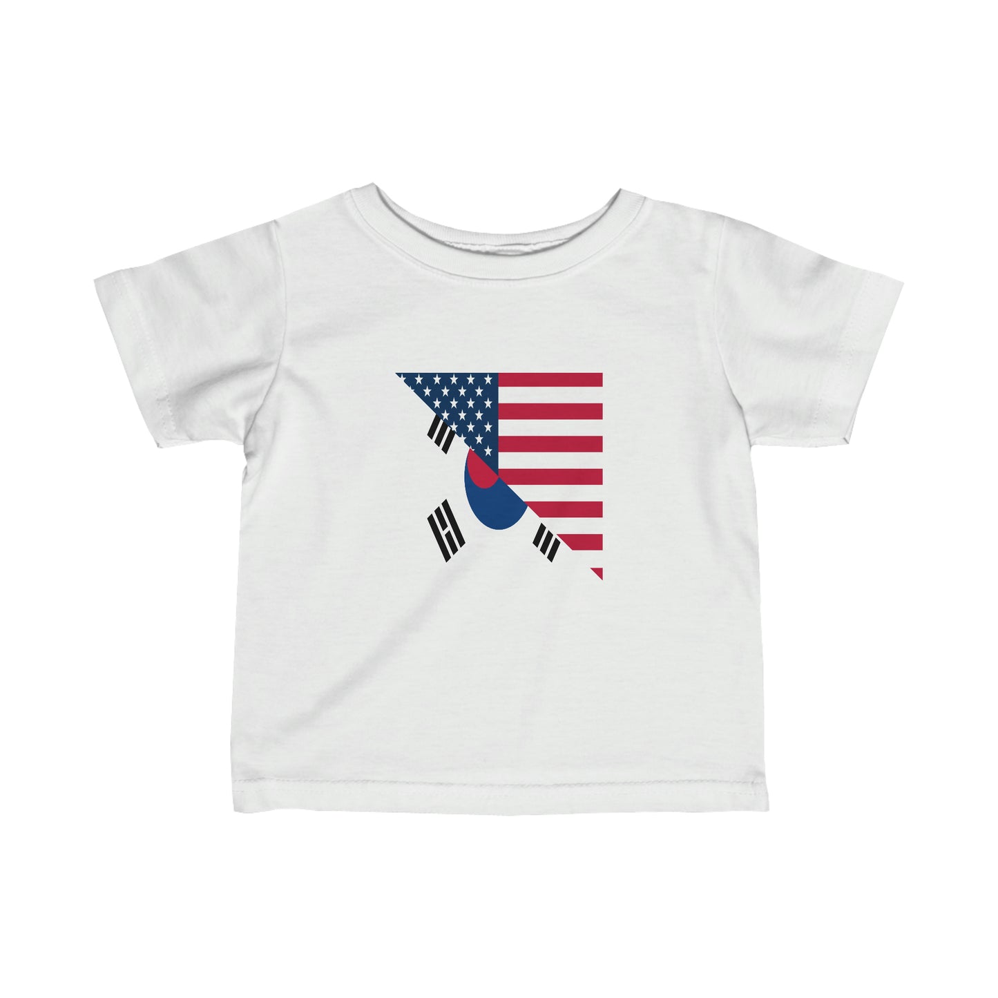 Infant South Korean American Flag Half South Korea USA Toddler Tee Shirt