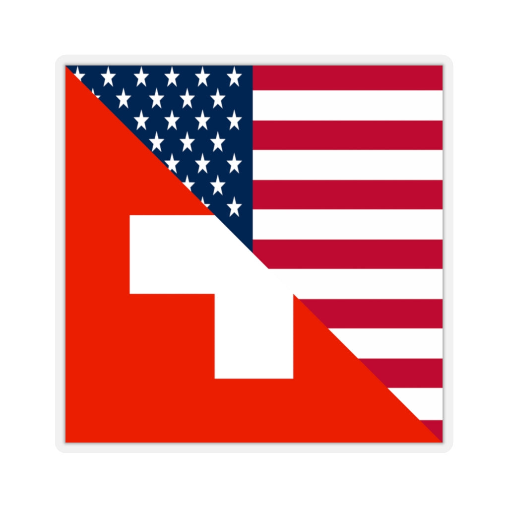 Swiss American Flag Sticker | Switzerland USA Stickers