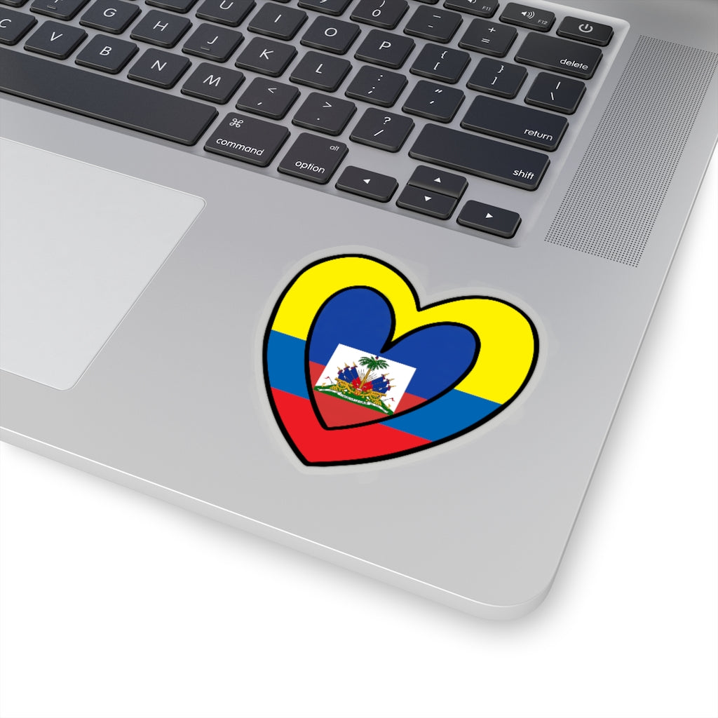 Colombian Haitian Flag Inner Heart Sticker | Colombia Haiti Accessory