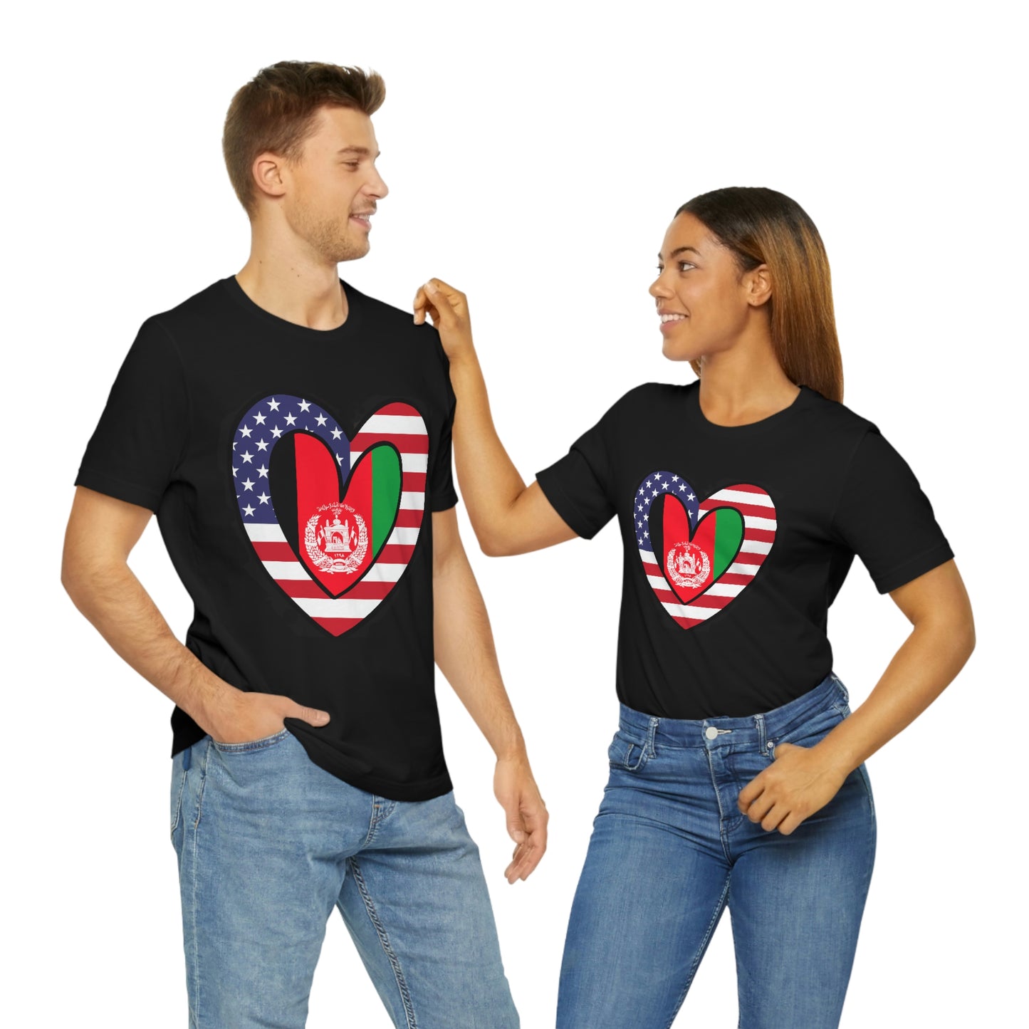 Afghan American Heart Valentines Day Gift Tee Shirt | Afghanistan USA Flag T-Shirt