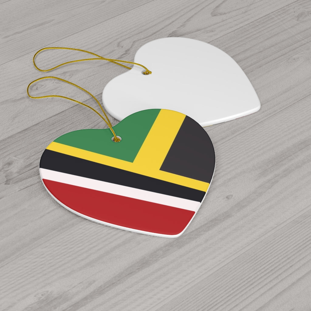 Half Trini Jamaican Flag Ceramic Ornaments | Trinidad Jamaica Christmas Tree