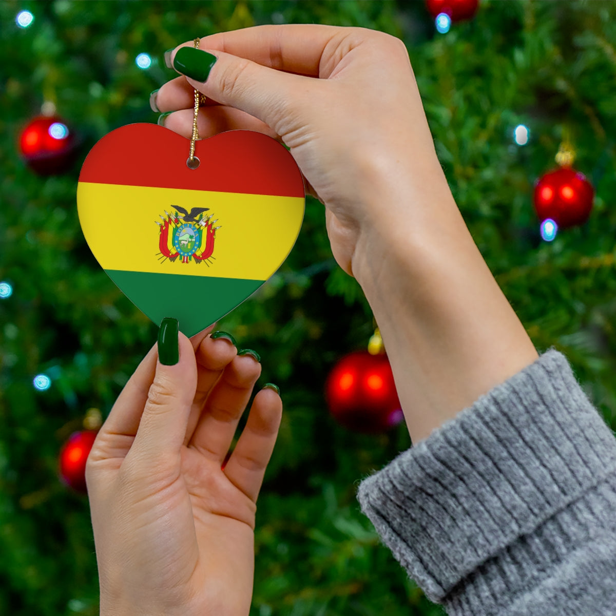 Bolivia Flag Ceramic Ornaments | Bolivian Christmas Tree