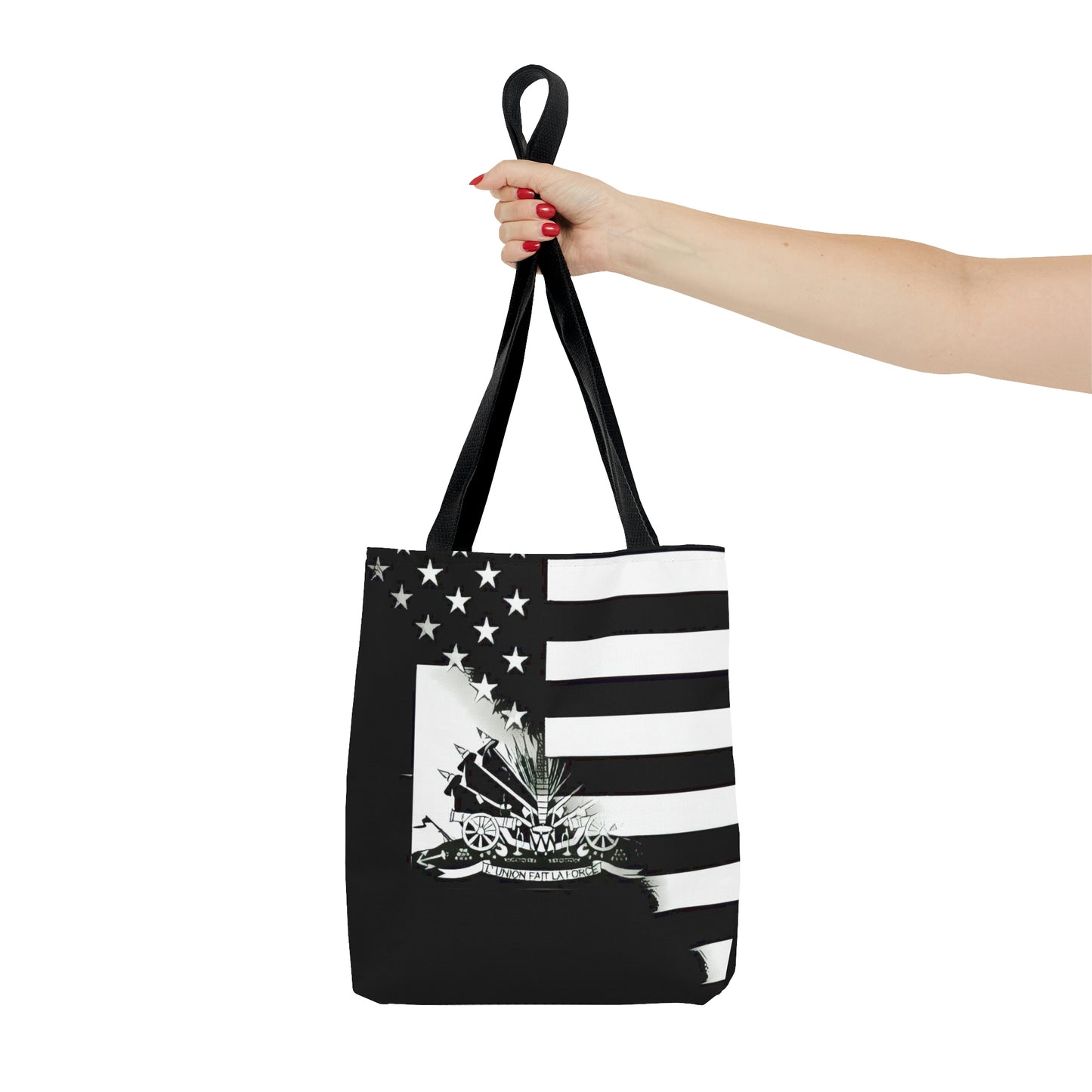 Black And White Haitian American Flag | Haiti USA Tote Bag | Shoulder Bag