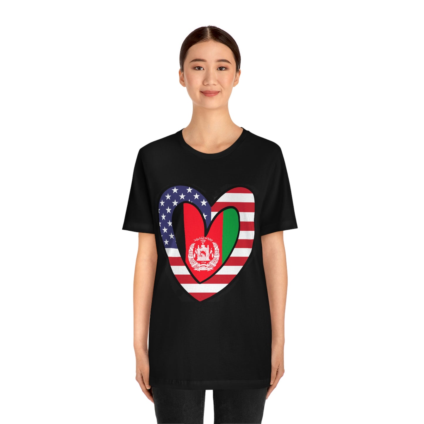 Afghan American Heart Valentines Day Gift Tee Shirt | Afghanistan USA Flag T-Shirt