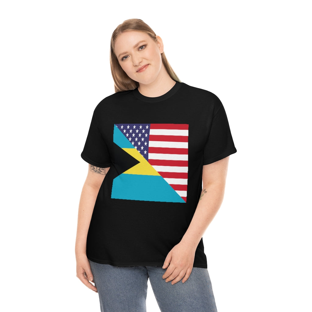 Bahamian American Flag Tee Shirt | Bahamas USA Tshirt