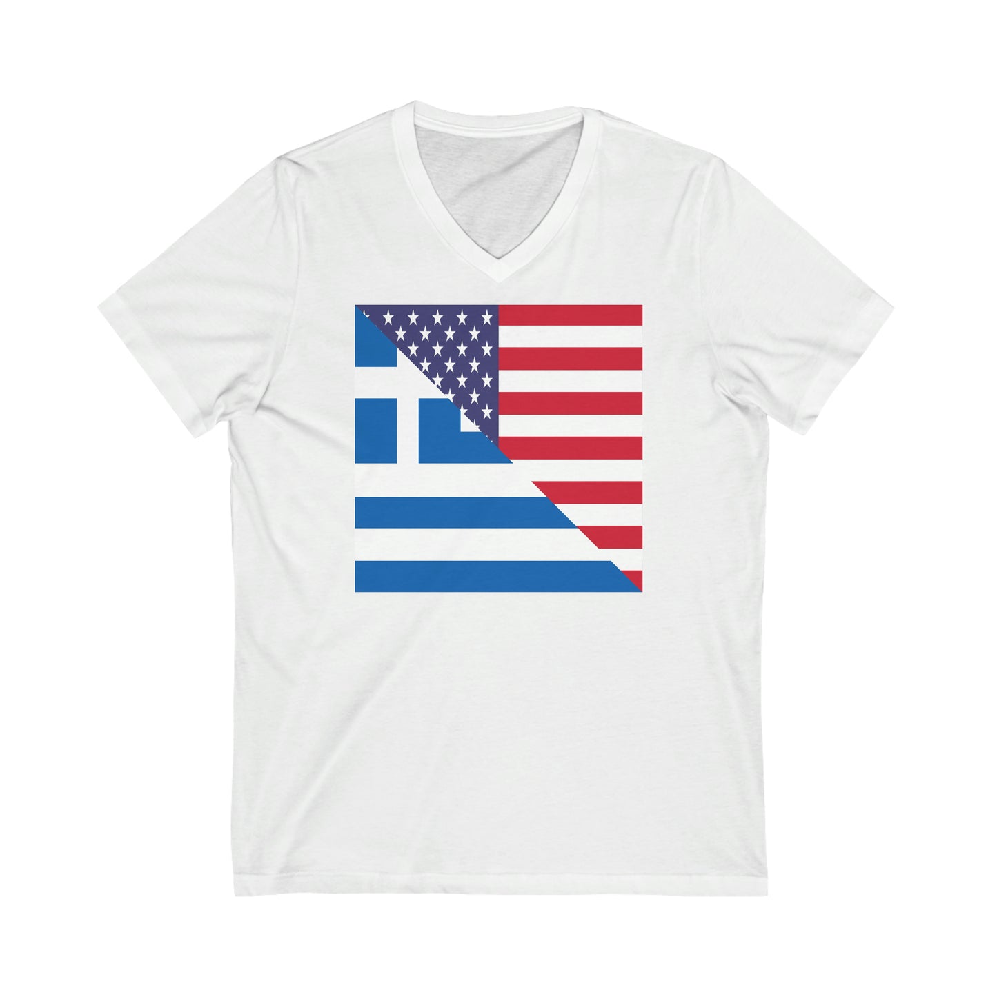Greek American Flag Half Greece USA V-Neck T-Shirt | Unisex Vee Shirt