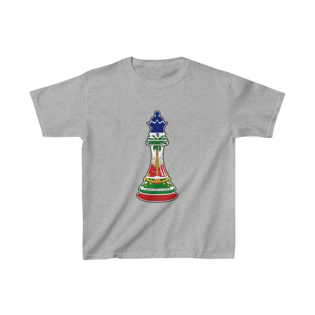 Kids Haitian Queen Chess Piece | Haiti Flag Royalty T-Shirt | Unisex Tee Shirt